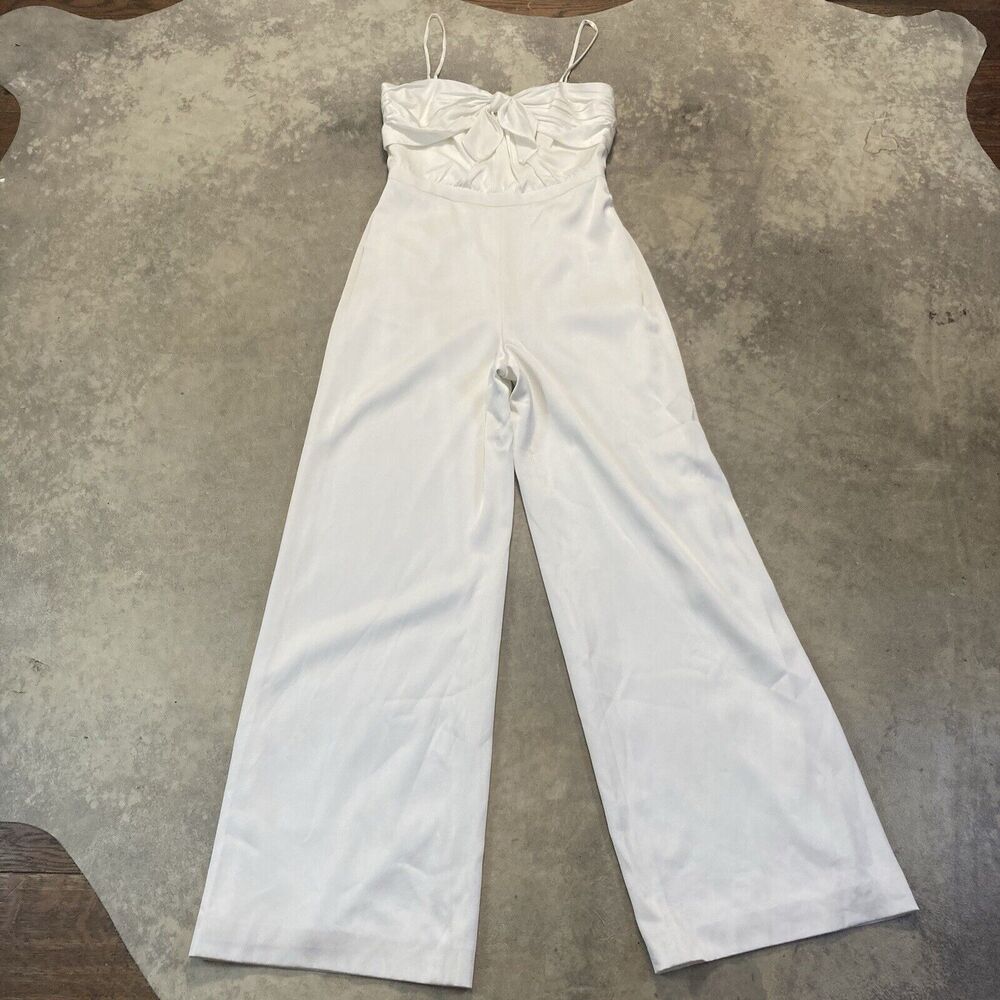 Rachel‎ Zoe Jumpsuit Womens 8 White Bridgette Sleeveless Wide Leg Day Party